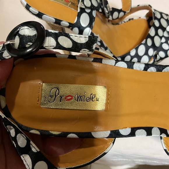Promise Black & White Polka Dot High Heel Shoes - Picture 9 of 9